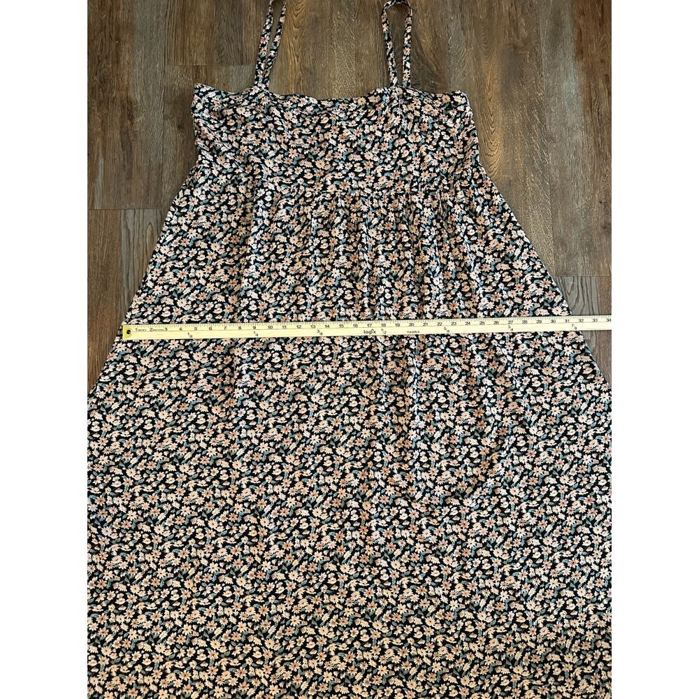 Natural Life Black Peach Floral Maxi Dress L/XL Square Neck Boho Cottagecore - Picture 11 of 16